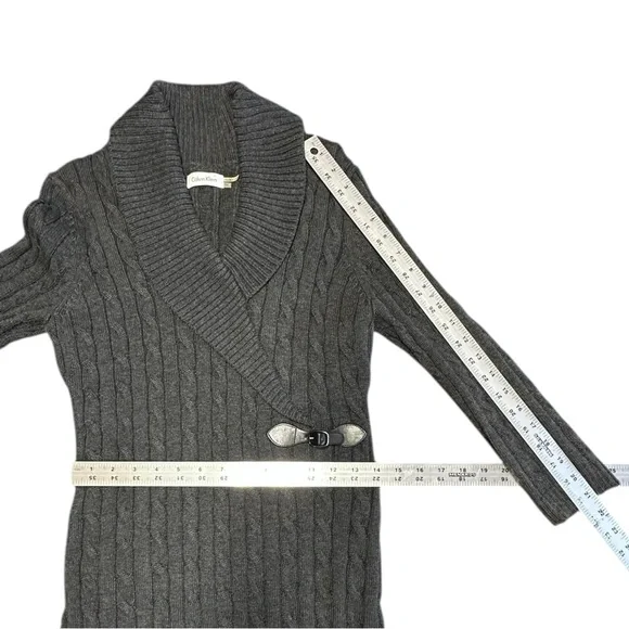 Calvin Klein ~ Women’s Grey Cable Knit LS Sweater Dress ~ Size M - Picture 9 of 10